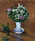 Gustave Caillebotte Famous Paintings - Still Life with a Vase of Lilacs